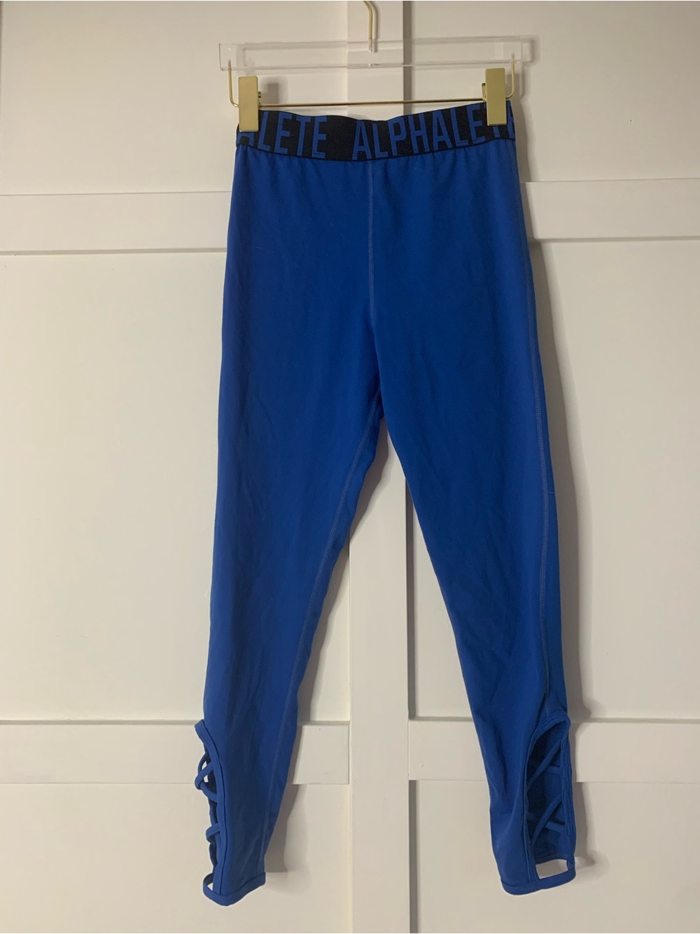 Alphalete Kids Royal Blue Performance Leggings with Lattice Hem